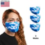 (3-Count) Victor Fitness VM25BL Blue Camo Cloth Reusable Face Masks thumbnail image