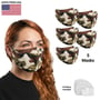 (5-Count) Victor Fitness VM25BB Brown Camo Cloth Reusable Face Mask + 10 Filters thumbnail image