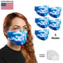 (5-Count) Victor Fitness VM25BL Blue Camo Cloth Reusable Face Mask + 10 Filters thumbnail image