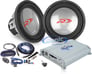 1500 Watt Package: 2 Alpine Subwoofers + Hifonics Amplifier + Amp Kit Image 1