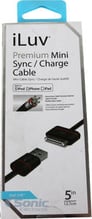 iLuv iCB13BLK Premium iPad/iPhone/iPod Mini Sync & Charge Cable (5") Image 2