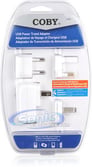 Coby CA84 Portable AC Power Travel Converter USB Charger Plug (White) Image 2