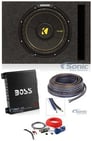 KICKER 44CWCS124 12" Subwoofer+Boss R110M Amp+Ported Enclosure + Free Amp Kit Image 1