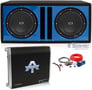 (2) NVX NSW104V2 (NSW104 v2) + Ported Sub Box + Mono Amplifier + Amp Kit (Blue) Image 1