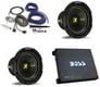 Boss R6002 Amplifier + (2) Kicker 8" Subwoofers + Belva Amp Kit Image 1